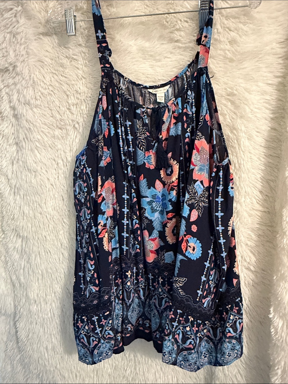 Cato Navy Floral Print Spaghetti Strap Camisole